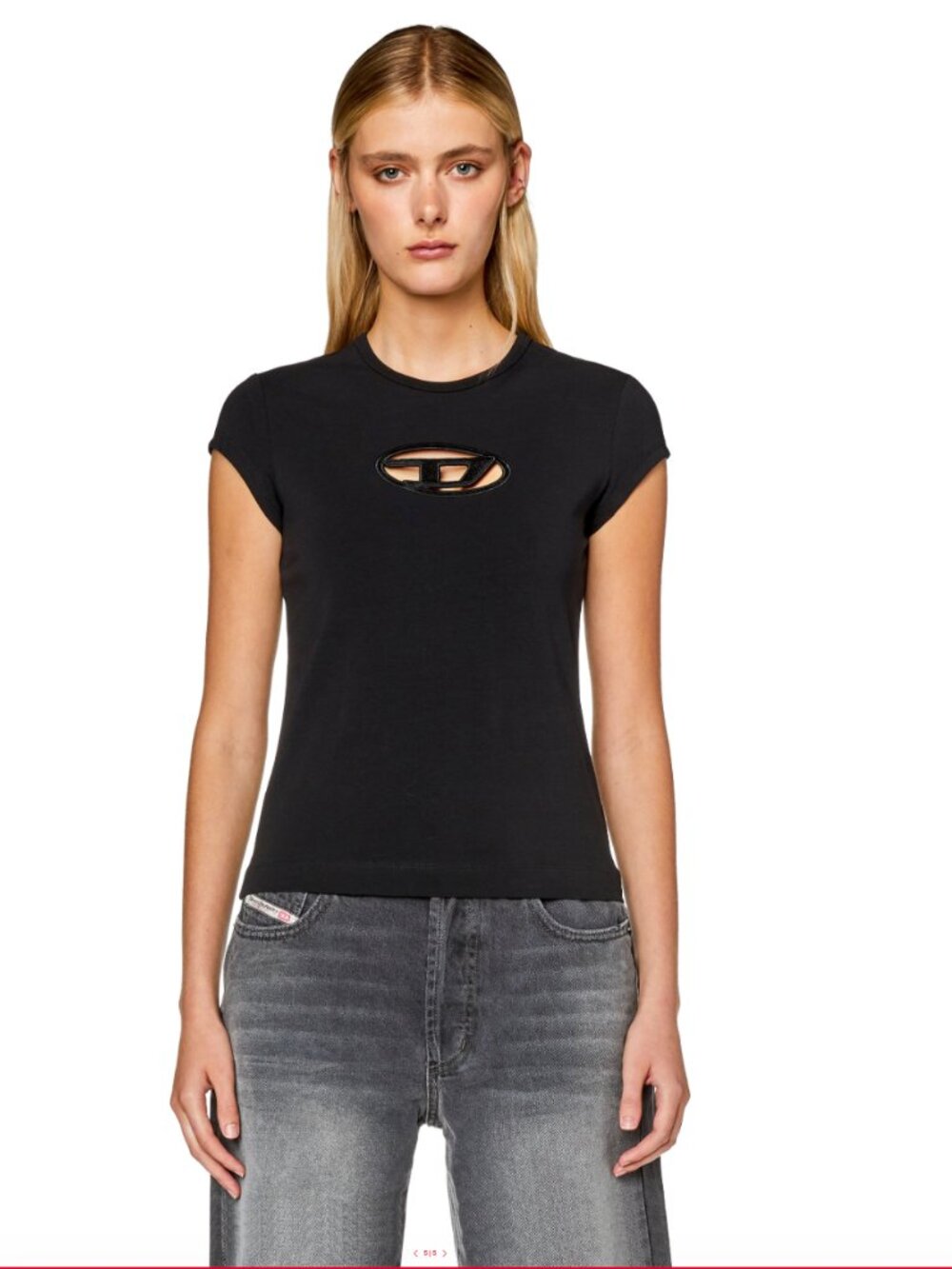 Diesel T-Angie Cutout top with oval D logo (Black, size L) - Picture 4 of 10